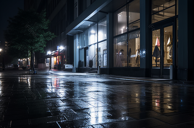 雨后商业街金融区CBD人行道冷色系摄影图,高清,摄影图,摄影图片,图片大全,摄影图免费下载